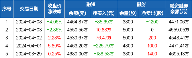 海科新源融资净偿还8569万元融资余额446487万元0408