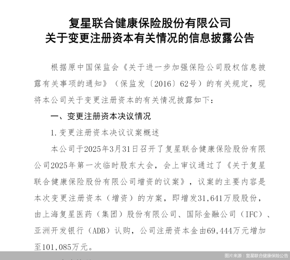 图片来源：复星联合健康保险公告