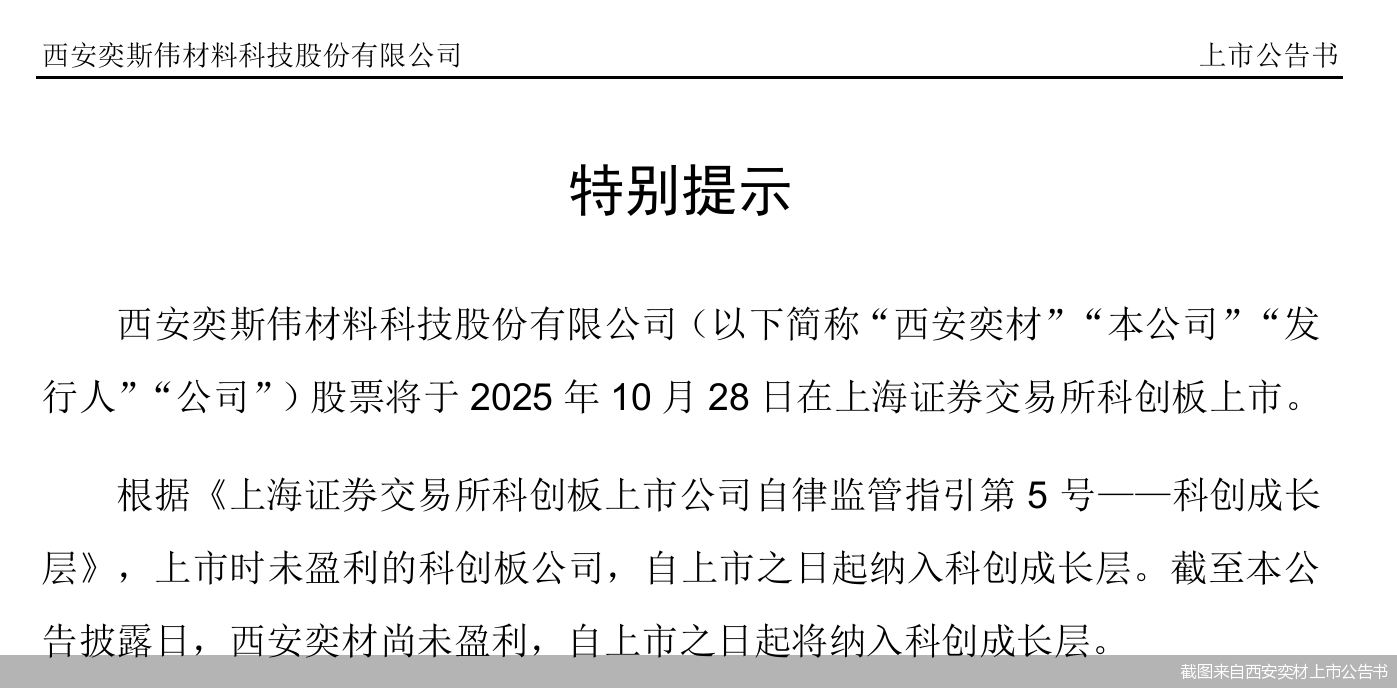 截图来自西安奕材上市公告书