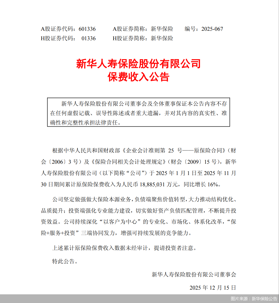 图片来源:新华保险公告