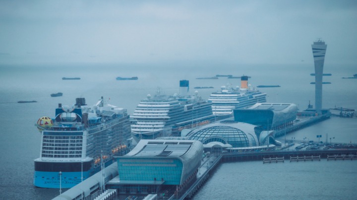 图为吴淞口国际邮轮港复航后单日出入境人次创下最高纪录。/朱嘉奕摄