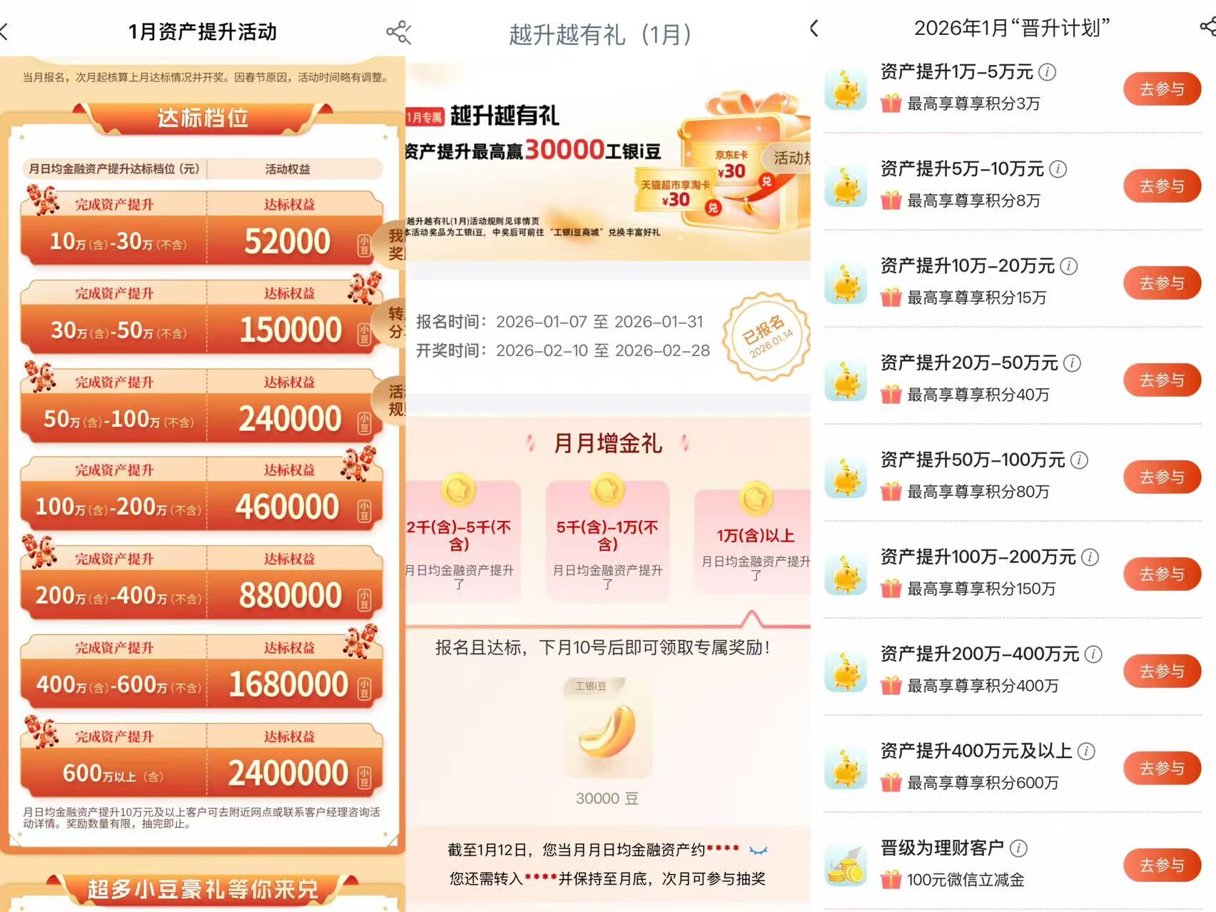 部分銀行年初資產(chǎn)提升活動(dòng)