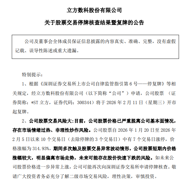 3倍股价异动股 核查完成！今起复牌