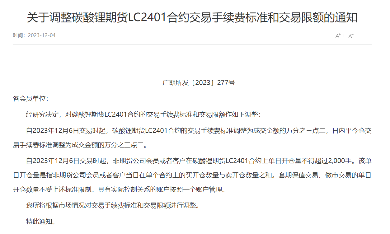 碳酸锂期货合约(碳酸锂期货交易规则)