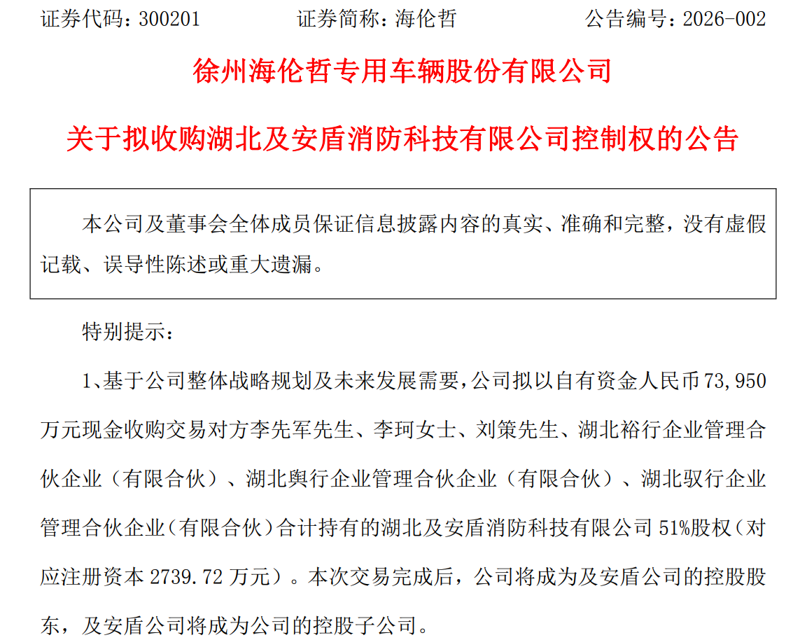 海伦哲拟7.4亿元收购及安盾公司51%股权，切入储能消防安全赛道，业绩承诺能否兑现引关注