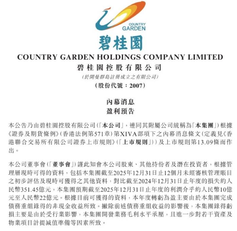 从年亏百亿元到预盈22亿元，碧桂园们穿越黎明前的黑暗