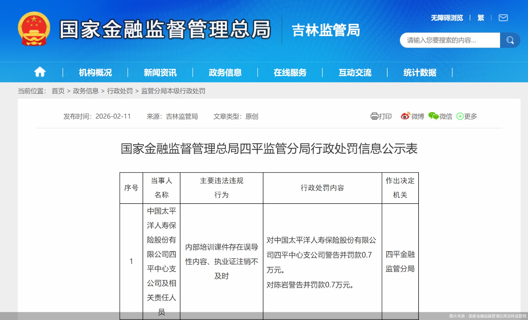 图片来源:国家金融监督管理总局吉林监管局