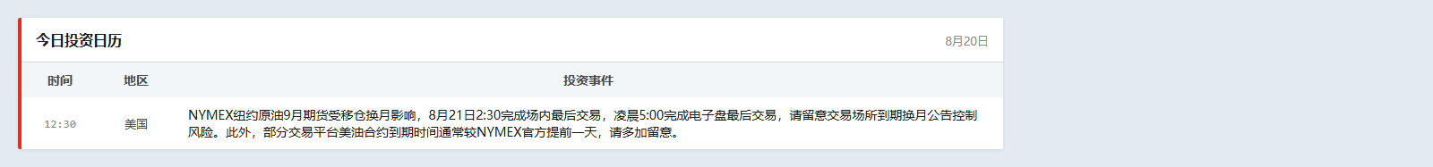 今日投资日历