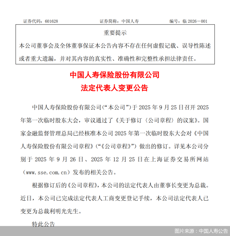 图片来源：中国人寿公告