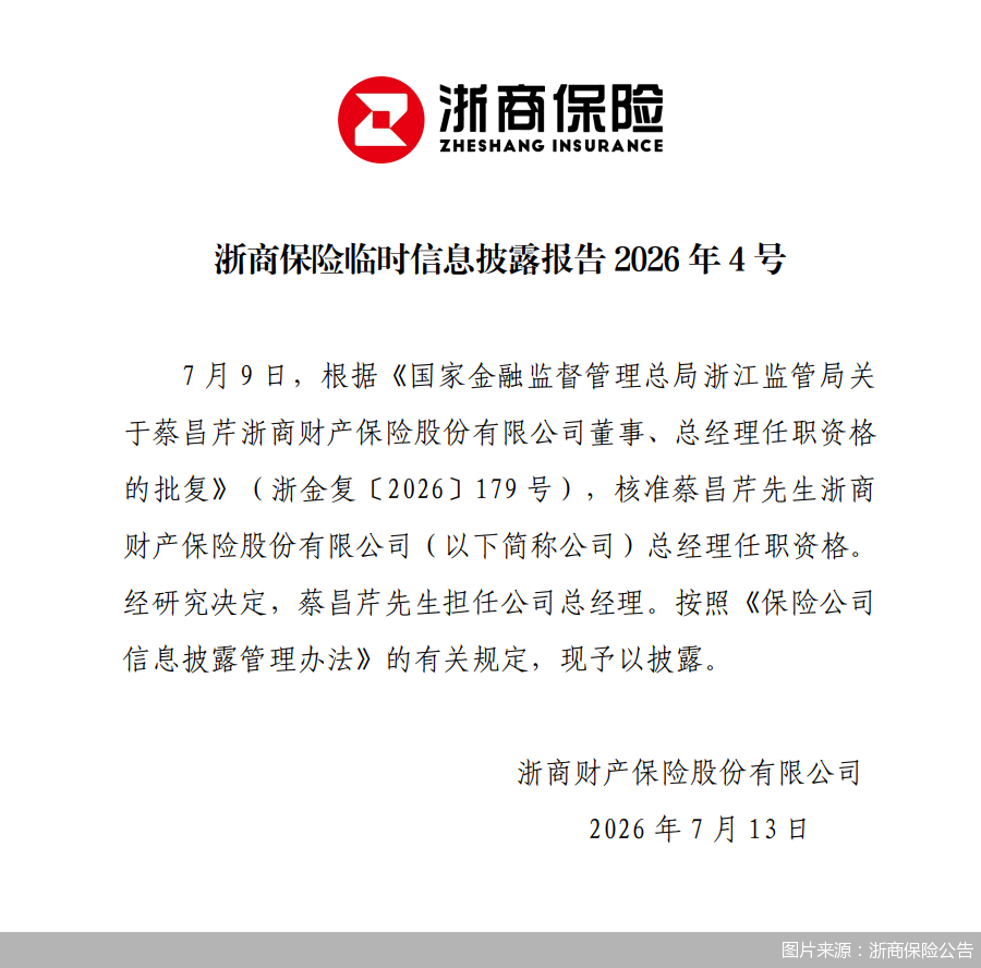 图片来源：浙商保险公告