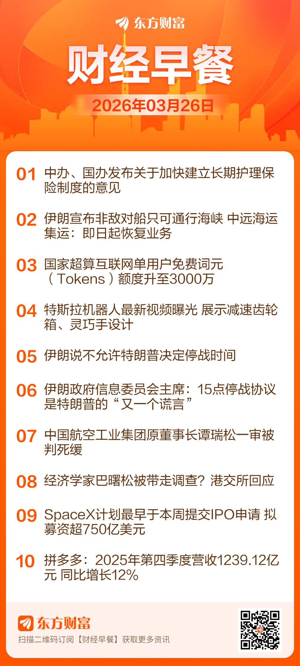 东方财富财经早餐 3月26日周四