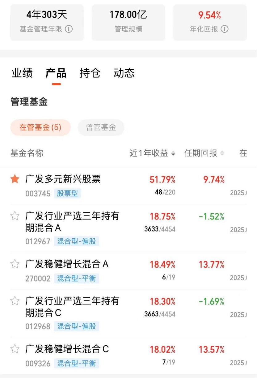 广发百亿基金经理卸任高管，离高管还是另有打算？