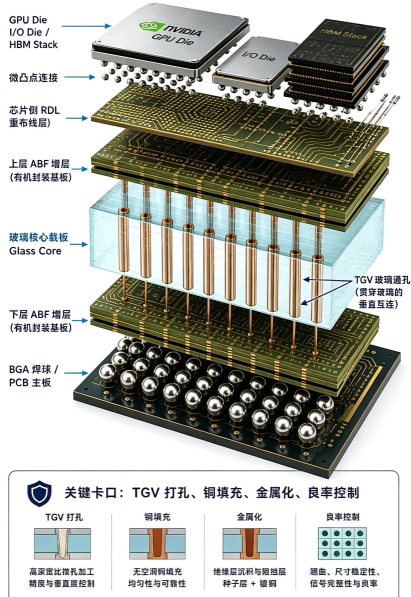 TGV玻璃基板构造。 