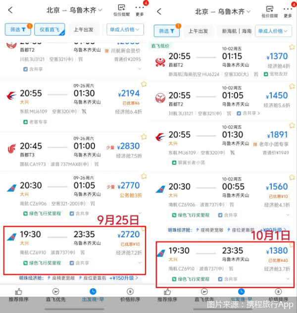 图片来源：携程旅行App