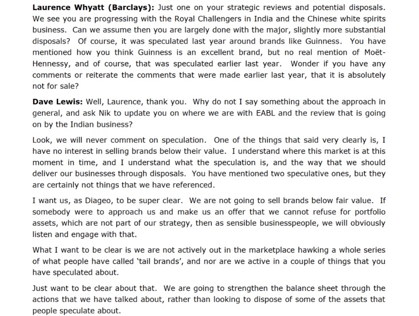 出售水井坊？帝亚吉欧最新回应：从未讨论过