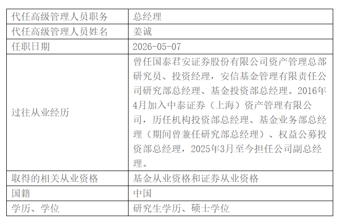 换帅换将！中泰资管，人事变动