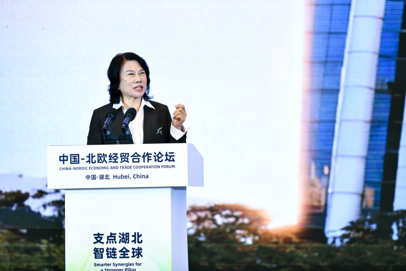 珠海格力电器股份有限公司董事长董明珠在会上发言。人民网记者 
