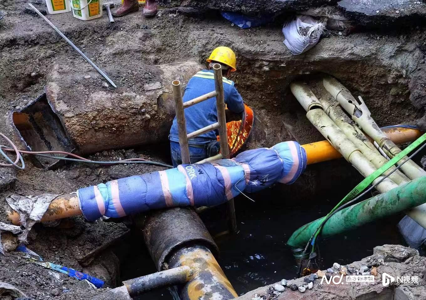 广州十三行爆水管紧急抢修顺利路面正回填将很快复通