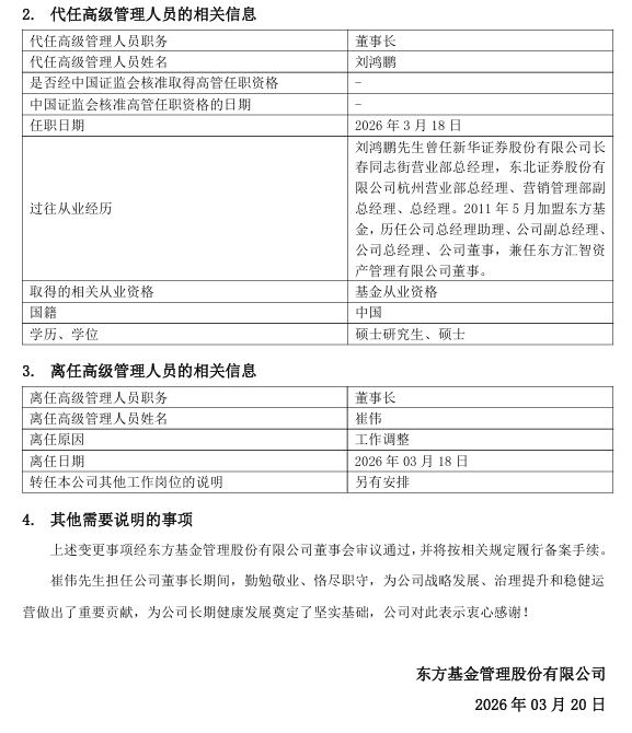 东方基金董事长离任！千亿级公募如何补齐权益短板？