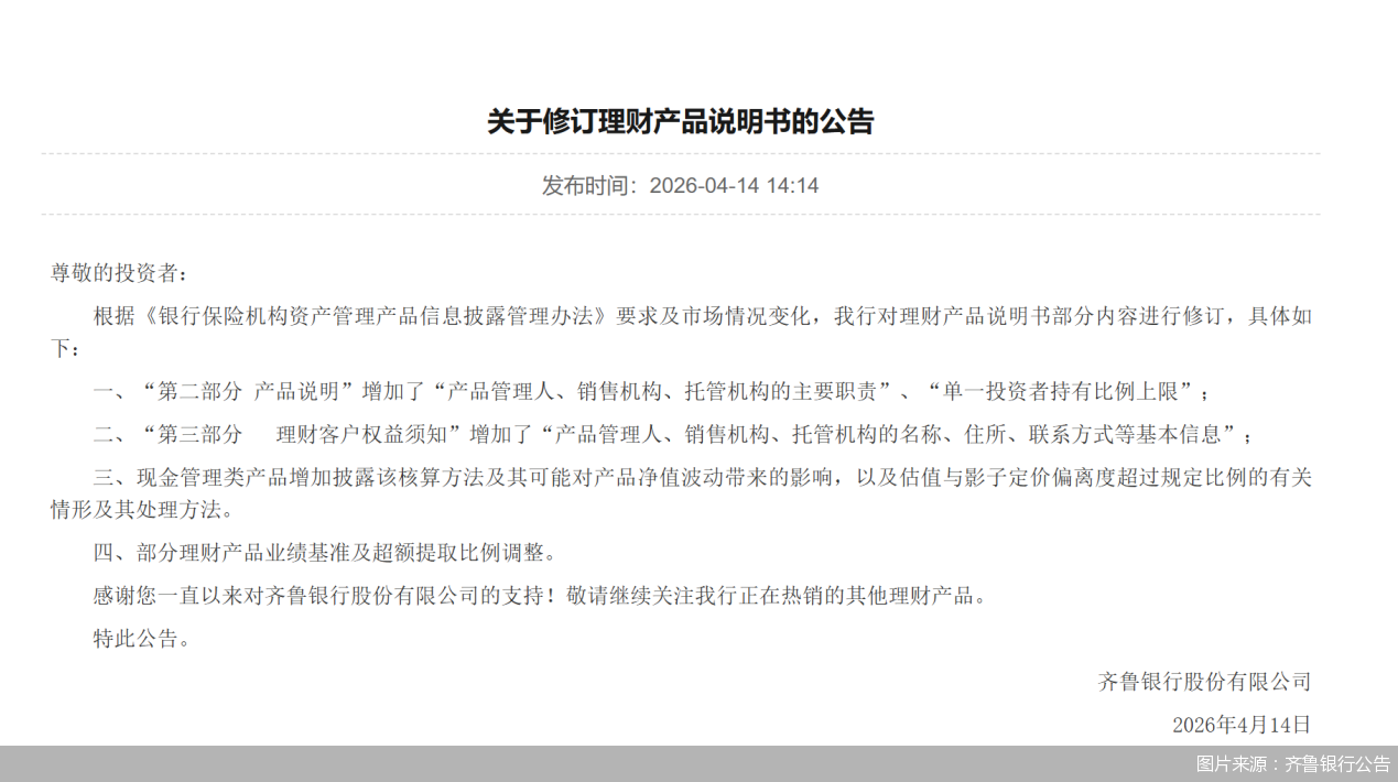 图片来源：齐鲁银行公告