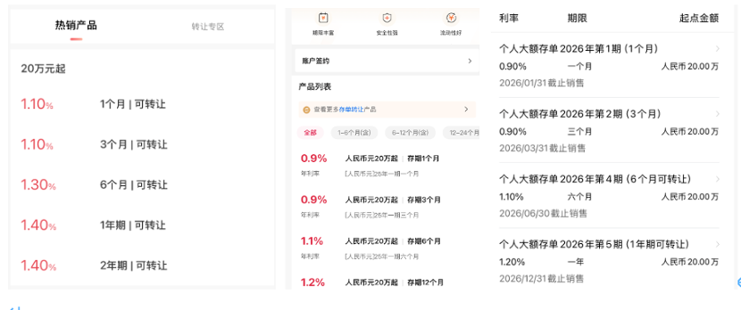 （多家银行的大额存单专区）