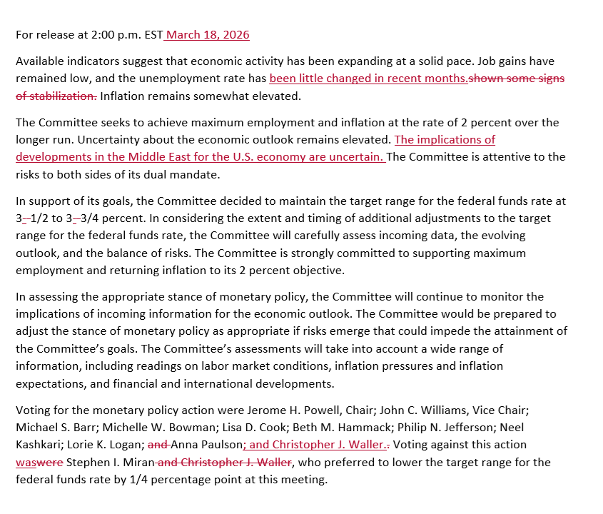 美联储如期维持利率不变 点阵图显示年内还会降息一次