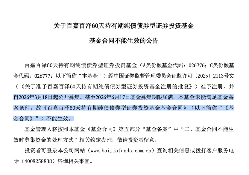 纯债基金卖不动，年内首例发行失败，中小基金生存样本：掉队新发大年