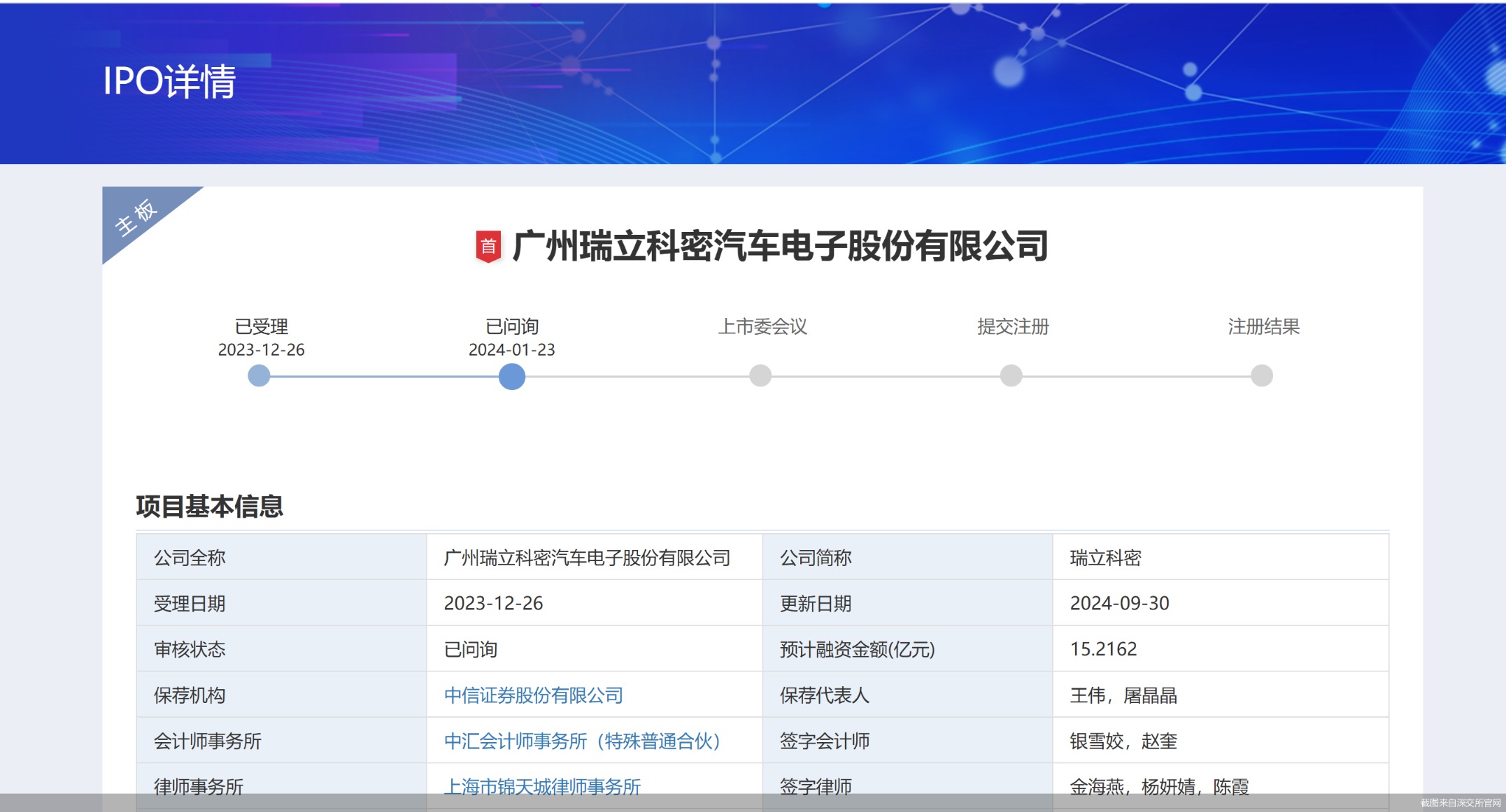 截图来自深交所官网