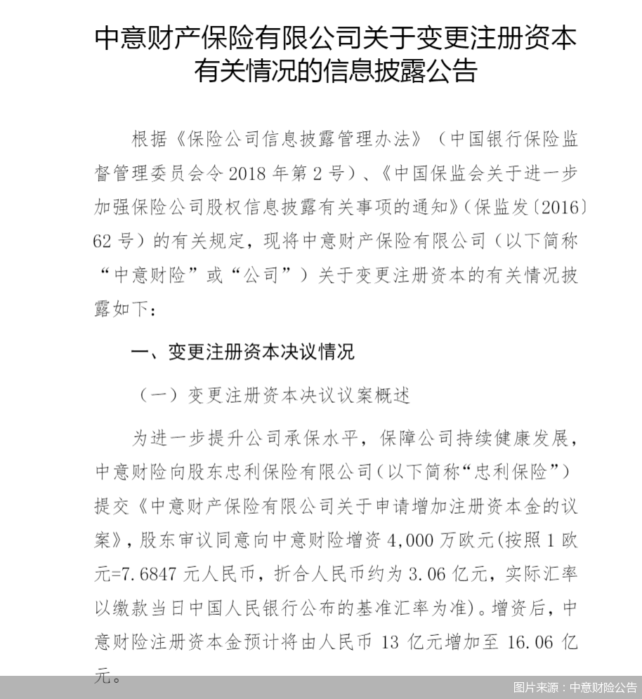 图片来源:中意财险公告