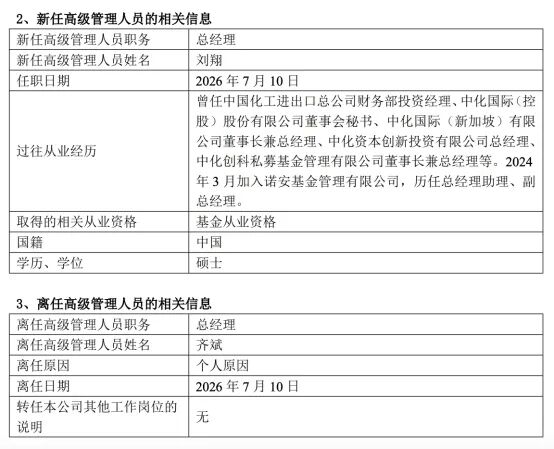 诺安基金总经理、董事长相继换人，新任将帅直面内控合规等挑战