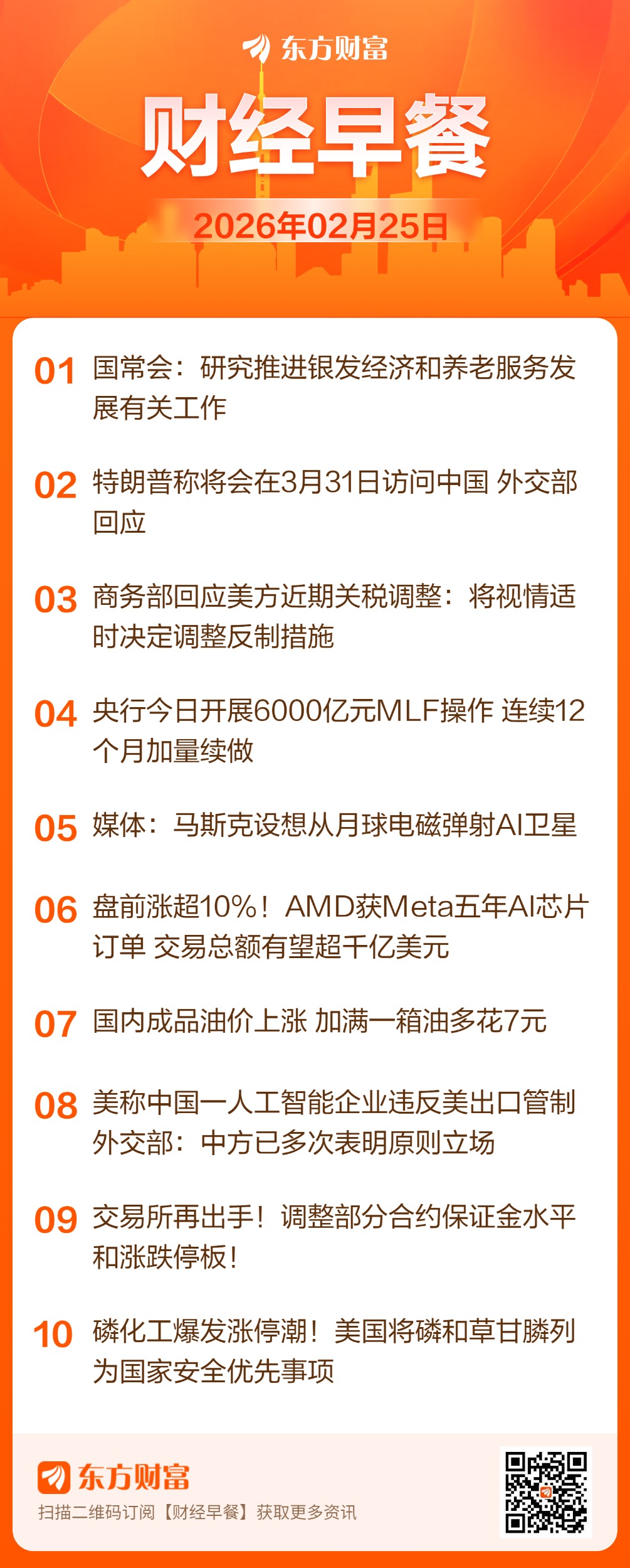 东方财富财经早餐 2月25日周三